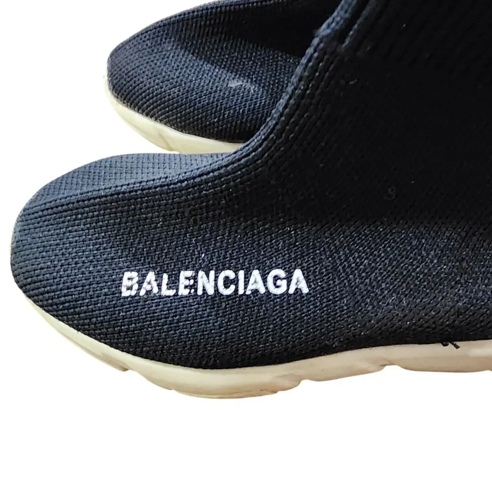 Balenciaga Toddler Sock Sneakers Black Logo Slip On Kids Shoes‎ Size 21